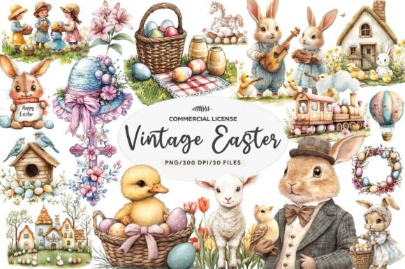 Download Vintage Easter Illustrations Clipart - Easter illustrations Collection