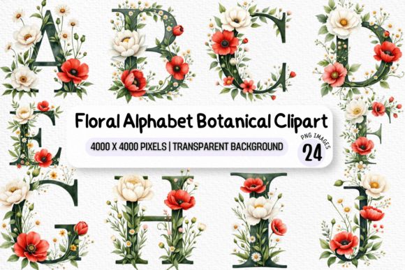 Download Floral Alphabet Botanical Clipart PNG - Botanical clipart Collection
