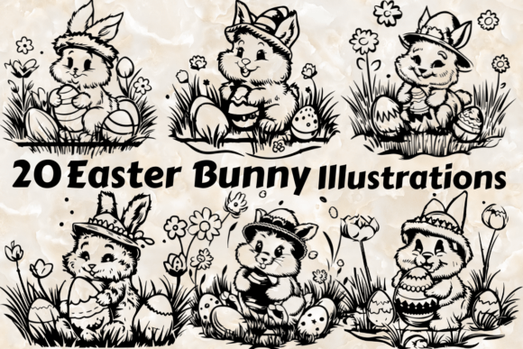 Download 20 Easter Bunny Illustrations Bundle - Premium Resources
