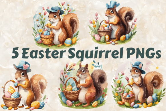 Download 5 Easter Squirrel Illustrations Clipart - Premium Resources