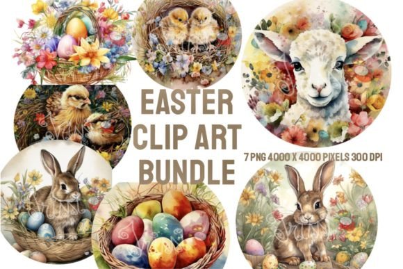 Download Easter Watercolor Clip Art Bundle 7 PNGs - Premium Resources