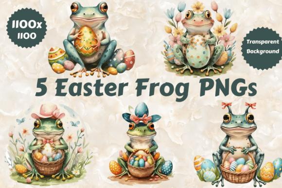 Download 5 Easter Frog Clipart Watercolor PNGs - Premium Resources