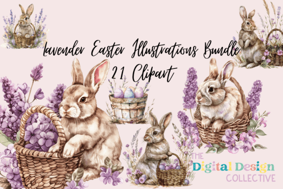 Download Lavender Easter Illustrations Bundle - Easter illustrations Collection