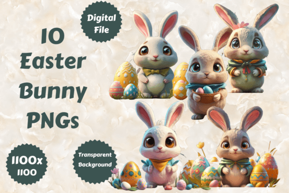 Download 10 Easter Bunny Illustration PNGs Bundle - Premium Resources